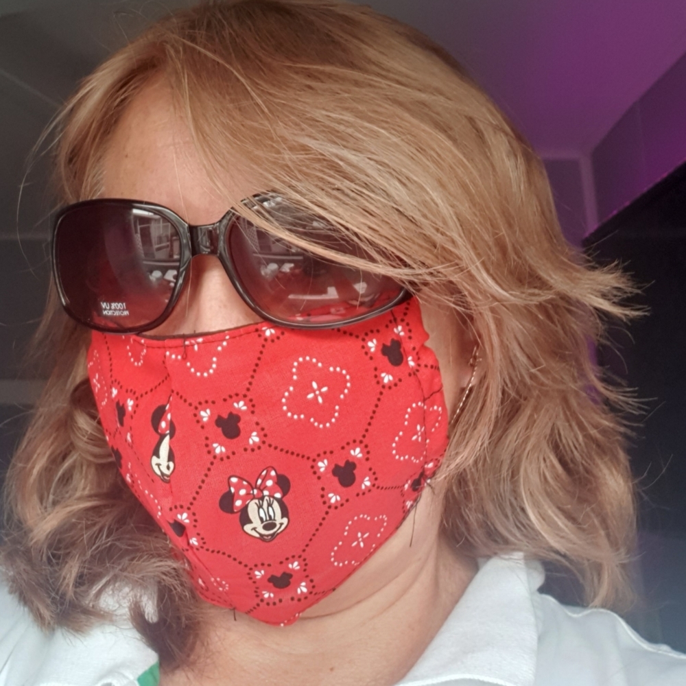 2 facemask handmade one red and one black